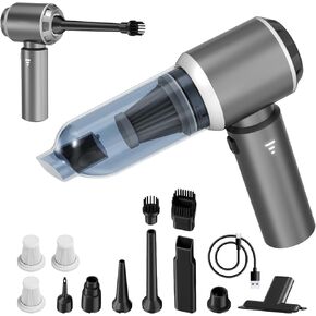 4-in-1 Car Car Claner and Dust Buster ، 20000Pa Power Power Protable محمولة باليد ، فراغ مصقول ، مصغرة مع 3 مرشح قابل لإعادة الاستخدام لمكتب السيارات والحيوانات الأليفة (Silver Gray)