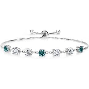 5MM Round Gemstone Birthstone and Lab Grown Diamond Infinity Tennis Bracelet for Women in 925 Sterling Silver | Adjustable Bolo Up to 9 Inch | Easy-On Easy-Off | Fine Jewelry for Her Mom Wife