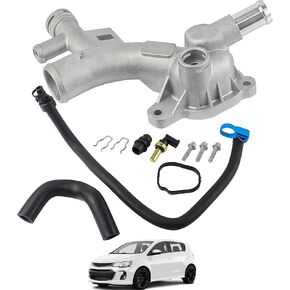 Upgrade Aluminum Engine Water Outlet Thermostat Housing Kit & Hose Compatible with 2011-2021 Chevy Cruze Limited Sonic Trax Buick Encore 1.4L L4 Replaces# 25193922 902-846 55565334 1511105