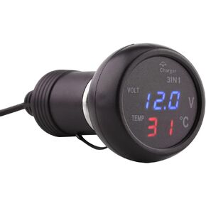 3in1 Auto Gauge Dual Digital Discord Discloy Voltmeter Devely Discorte Lighter USB Car Charger Monter Monitor Meter (Blue Red #02)