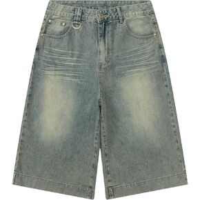 Aelfric Eden Denim Shorts Mens Solid Washed Longline Jorts Baggy Jorts Casual Streetwear Y2K Jean Shorts