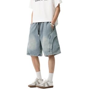 Men Casual Baggy Jean Shorts 2025 Summer Loose Fit Harajuku Denim Jorts Y2K Clothes Vintage Alt Emo Grunge Streetwear