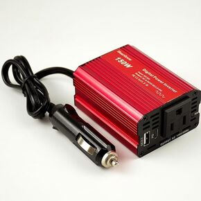 HEAREGROW 150W CAR POWERNERTER HINVERTER للهواتف والوسادات وأجهزة الكمبيوتر المحمولة وشاحن الكمبيوتر ، محول مركبات AC 12V DC إلى 110 فولت مع منافذ USB ， شحن سريع PD3.0 Type-C و Outlet Adapter Outlet