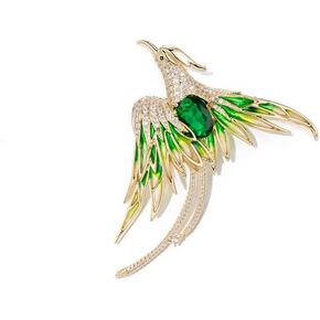 Exquisite 14K Gold Phoenix Brooch for Women, Inlaid with Moissanite and Premium Gemstones, Ideal Luxury Gift for Holidays and Special Occasions
