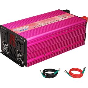 3000W Pure Sine Wave Power Inverter 12V to 110V DC to AC Converter Peak Power 6000W with LED Intelligent Display Screen,Two AC Outlets,Suitable for RV, Camping,Etc.
