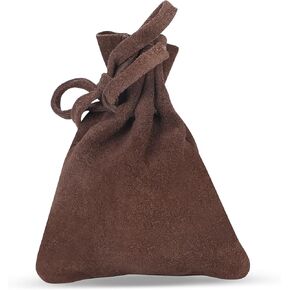 Medieval Drawstring Coin Pouch, Handmade Full Grain Leather Pouch, Suede Brown Vintage Bag for Cosplay, Renaissance-Style Coin Purse, Authentic Leather Money Bag for Costumes