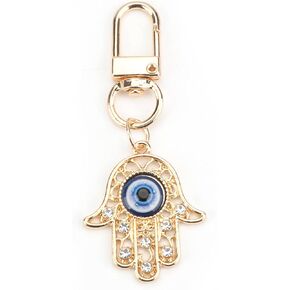 Gold Hollow -Out Hamsa Hand Keychain - Evil Eye Charm للحماية ونتمنى لك التوفيق ، وسحر حقيبة وملحقات للسيارات ، وراتنجات الالتهاب والسبائك