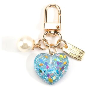 Heart-Shaped Keychain,Sequins Heart Keychain with Pearl Pendant,Love Gift for Her,Birthday Gift for Women