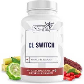 CL Switch – Heart Wellness Supplement – Supports Healthy Cholesterol Levels & Blood Pressure Already in Normal Range* – with Citrus Bergamot, Berberine, Red Yeast Rice & More – 60 Capsules