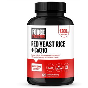 FORCE FACTOR Red Yeast Rice + CoQ10 Supplement for Antioxidant Support, Non-GMO, Vegan-Friendly, Premium Quality, 120 Capsules