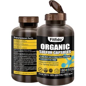 MSM Organic Sulfur Capsules, Premium MSM Supplement, Used for Joint Health and Functional Wellness, Hair, Skin, Nails, Non-GMO, Gluten Free, 1 Bottle Pack(180 Count)