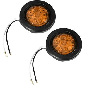 2 Pcs 2" Universal LED Trailer Lights Marker Lights - Trailer Truck Rvs Camper Brake Turn Signal Lights Waterproof - Plastic Yellow Light