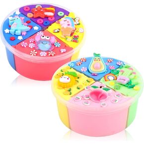 2 Packs Butter Slime Set for Kids,Colorful Slime,Stretchy & Non-Sticky,Scented DIY Stress and Anxiety Relief Putty Toy,Party Favor for Girls Boys,Birthday