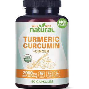 Organic Turmeric Curcumin Supplement in Capsules with Ginger and Black Pepper - Tumeric