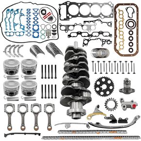 3RZ-FE 2.7L Engine Rebuild Overhaul Kit w/Timing Chain Kit Crankshaft Head Gasket Set & Connecting Rod Fit for 1995-2004 Toyota Tacoma T100 4Runner Replaces# 13411-75020 1310175041 13507-75010