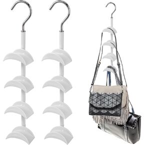 simarro Purse Hanger for Closet, 360° Rotatable Purse Hanger with 4 Hooks Closet Storage Space Saver Organizer for Handbags, Scarves, Belts, Ties