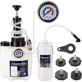 Dasbet 3L Manual Brake Pleeder Kit-مضخة سائل فرامل من فرقة واحدة مع زجاجة سائل 1L و 4 محولات أسطوانات رئيسية ، مثالية للفرامل والمقابض على معظم المركبات