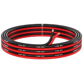 18 AWG Silicone Wire by MMOBIEL – 2 x 16.4FT 18 Gauge Tinned Copper Parallel Cable (Red & Black) – Flexible Hook-Up Wire for Automotive, LED, Audio, Low Voltage DIY Use in Kuwait