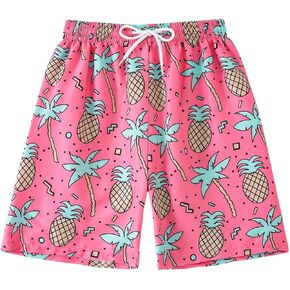 Boy's Pineapple Print Swim Trunks Quick Dry Swim Shorts Drawstring Board Shorts