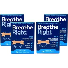 Breathe Right Nasal Strips, Large, Tan, 120-Count Pack (4 Packs of 30)