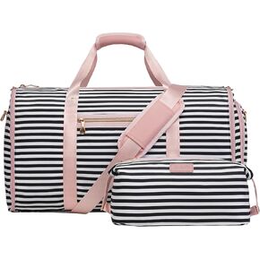 Coolife Garment Bag Carry On Duffel Duffel Bag قابلة للتحويل مع حقيبة أحذية Weekender حقيبة للنساء 2 في 1 حقيبة بدلة معلقة مع حقيبة سفر تجارية على حزام الكتف (أسود ، قياسي)