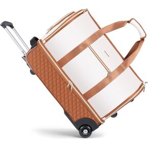 Rolling Garment Bag for Travel - Convertible Duffel Bag with Wheels & Shoes Compartment, Carry on Suit Luggage Bag (Beige)