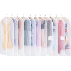 12 Pack Garment Bags for Hanging Clothes - Translucent Suit Bag for Closet Wardrobe Storage Travel - 24" x 42"