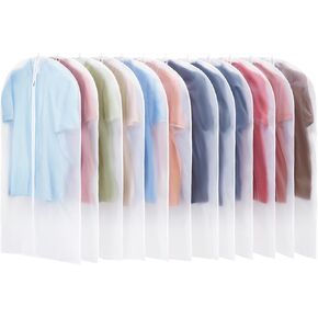 12 Pack Garment Bags for Hanging Clothes - Translucent Suit Bag for Closet Wardrobe Storage Travel - 24" x 42" in Kuwait