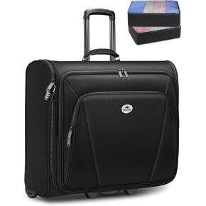 MATEIN Rolling Garment Bag with 2 Packing Cubes, Large Check-in Travel Garment Bags with 17.3 Inch Laptop Compartment, Wrinkle Free Wheeled Business Softside Suitcase Luggage for Men and Women, Black