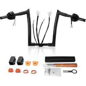 Mokitdora 10 "مجموعة مكافحة مفتاح المقود قبل السلك 1-1/4" شماعات APE 1 "لعام 1996-2006 Harley Sportster/Dyna/Softail (باستثناء Softail Springer)/Road King ، Black