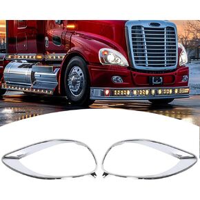 HECASA زوج المصباح الأمامي المتوافق مع 2001-2017 Freightliner Columbia Cover Cover Cover Assembly Chrome Silver (ABS Plastic)