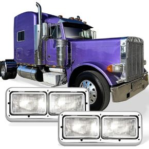 حافة المصباح الأمامي Chrome 12 "Amber LED Light Strip لـ Kenworth T400 T600 T800 W900B W900L Peterbilt 378 379 Western Star 4900 Freightliner FLD Classic XL