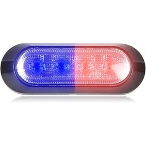 Maxxima M20384BRCL 4 LED Blue/Red Clear Lens Ultra Thin 0.9" Warning Strobe Light