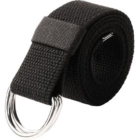 Silver D-Ring Web Belt Canvas Belt for Men Women Jeans Belts 1.5'' Wide