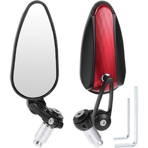 1 Pair Motorcycle Rear View Mirrors Universal Aluminum Alloy White Side Rearview Mirror Red Hollow Short Handle Type
