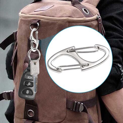 8pcs Zipper Anti Theft Locks, S Dual Opening Spring Carabiner for Backpacks, Zinc Alloy Zipper Pller Replacement for Camping Hiking Fishing Traveling- Black & Silver in Saudi Arabia