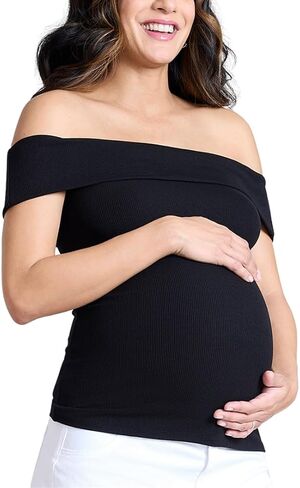 Motherhood Maternity Women's Off-The-Shoulder Rib Knit Pregnancy Top in Saudi Arabia