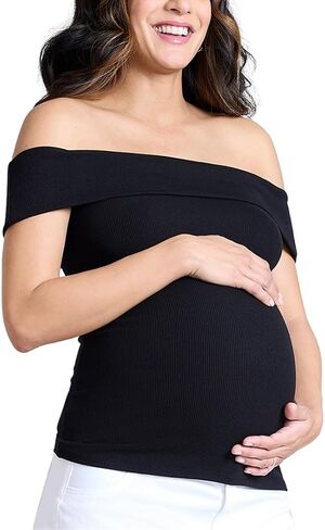 Motherhood Maternity Women's Off-The-Shoulder Rib Knit Pregnancy Top in Saudi Arabia
