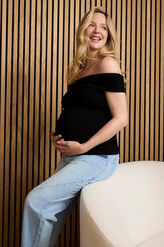 Motherhood Maternity Women's Off-The-Shoulder Rib Knit Pregnancy Top in Saudi Arabia