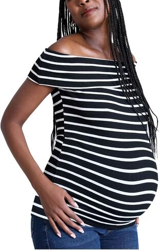 Motherhood Maternity Women's Off-The-Shoulder Rib Knit Pregnancy Top in Saudi Arabia