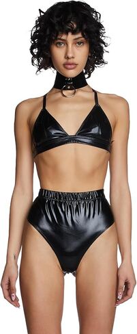 Dolls Kill Cosmic Ace Metallic Bra Top by Club Exx - Triangle Triangle Top مع الأشرطة القابلة للتعديل in Saudi Arabia