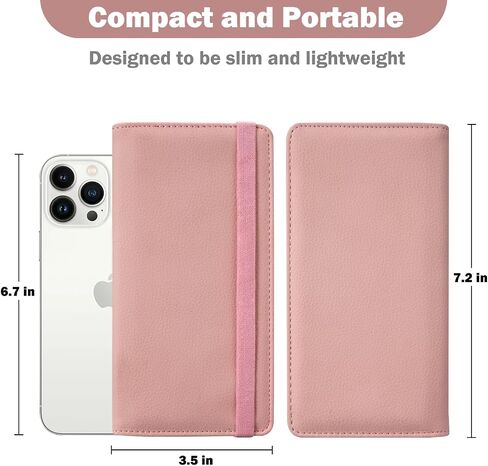 HOTCOOL Checkbook Cover with Elastic Band - Premium Leather Clear PVC Divider Durable, Compact, and Multi-Functional Holder Wallet Case for Man and Woman, Glitter Rose in Saudi Arabia