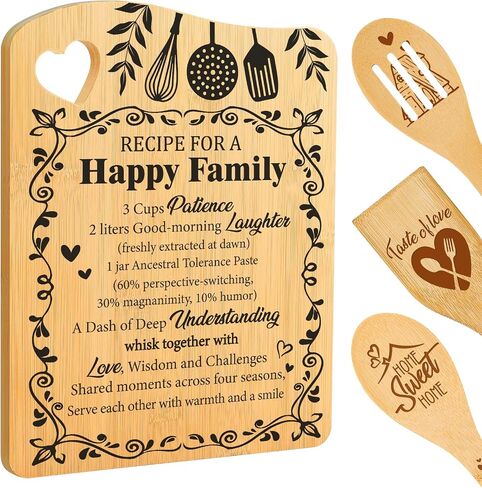 House Warming Gifts for Best Friends,Recipe for Happy Family Cutting Board Kitchen Decoration Ideas for Grandma Mom Dad Sister Housewarming Gifts Idea in Saudi Arabia