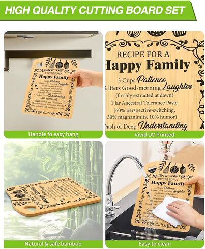 House Warming Gifts for Best Friends,Recipe for Happy Family Cutting Board Kitchen Decoration Ideas for Grandma Mom Dad Sister Housewarming Gifts Idea in Saudi Arabia