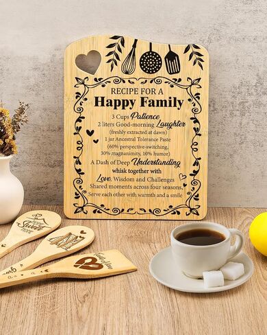 House Warming Gifts for Best Friends,Recipe for Happy Family Cutting Board Kitchen Decoration Ideas for Grandma Mom Dad Sister Housewarming Gifts Idea in Saudi Arabia