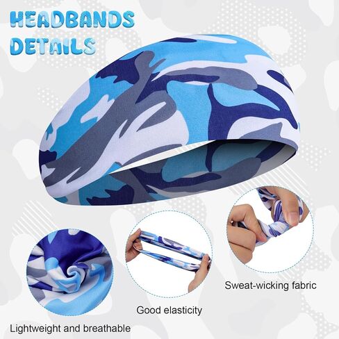 9 Pcs Sweatbands for Kids Boys Sports Headbands Athletic Headbands Breathable Kids Sweatbands Elastic Headband for Sports Running Football Basketball in Saudi Arabia