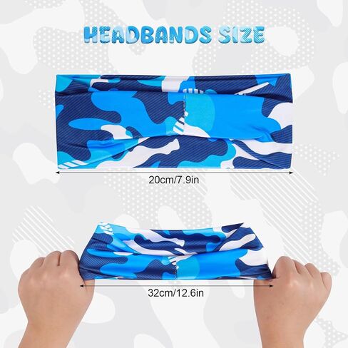9 Pcs Sweatbands for Kids Boys Sports Headbands Athletic Headbands Breathable Kids Sweatbands Elastic Headband for Sports Running Football Basketball in Saudi Arabia