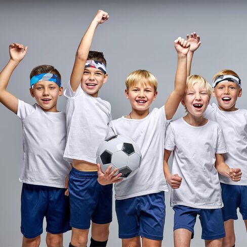 9 Pcs Sweatbands for Kids Boys Sports Headbands Athletic Headbands Breathable Kids Sweatbands Elastic Headband for Sports Running Football Basketball in Saudi Arabia