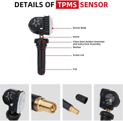 13598771 315MHz Preprogrammed Tire Sensor Compatible with Chevy GMC &Other GM Vehicles- Silverado Tahoe Sierra Yukon Escalade, Snap-in Tire Pressure Monitoring System (TPMS) Sensor Rubber Valve Stem in Saudi Arabia