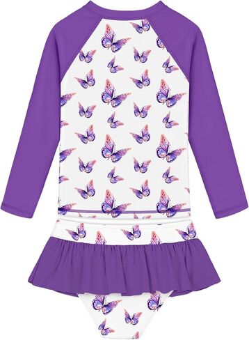 Girls Swimsuit 2-Piece Bathing Suit UPF 50+ Girls' Swimwear Toddler Kids Swim Suits Rash Guard Long Sleeve 2T-12Y in Saudi Arabia
